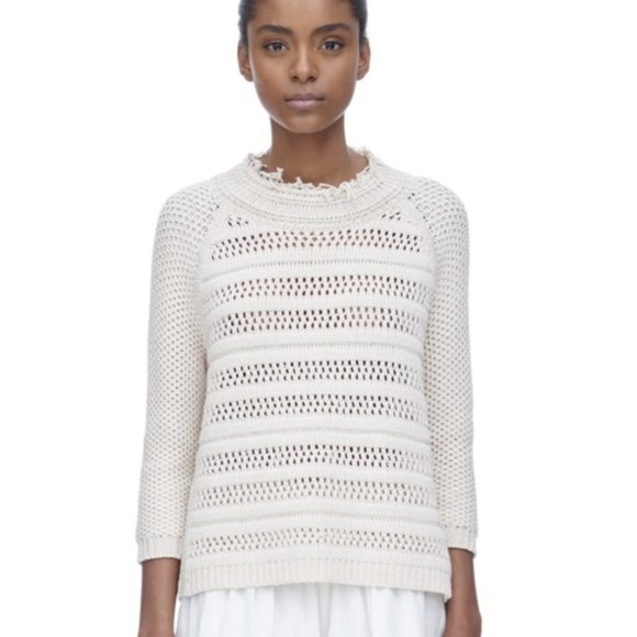 Rebecca Taylor Sweaters - Rebecca Taylor Ottoman Stripe Fringe Knit Sweater